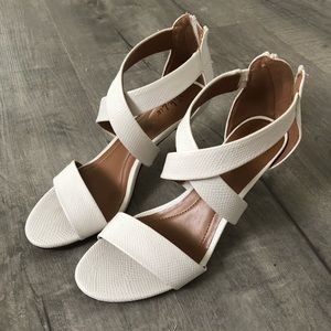 Style & Co. White Faux Leather Sandals Heels
